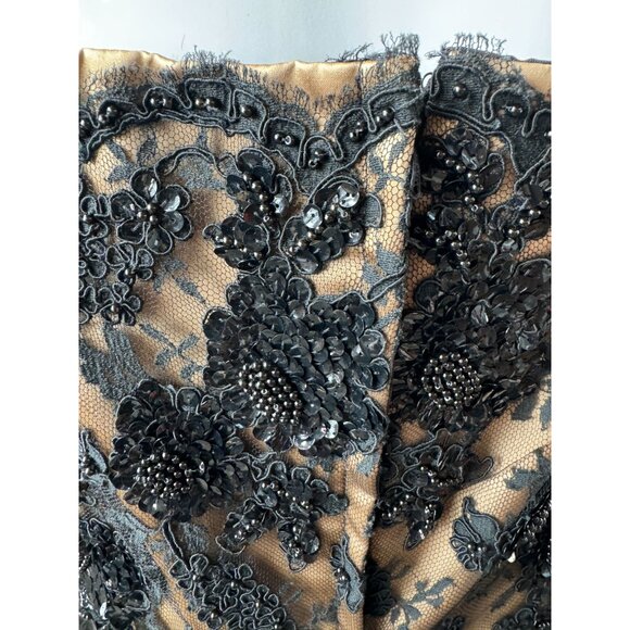 Robert Legere Black & Gold Evening Gown With Floral Sequin and Lace Bodice Sz Sm - Picture 11 of 15